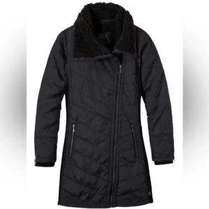 PRANA Diva Long Sherpa Jacket Coat Black Women’s Size XSmall